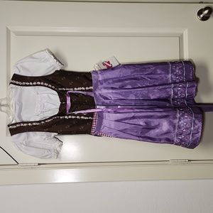 AUTHENTIC WOMEN'S GERMAN DIRNDL DRESS PURPLE/BROWN OKTOBERFEST